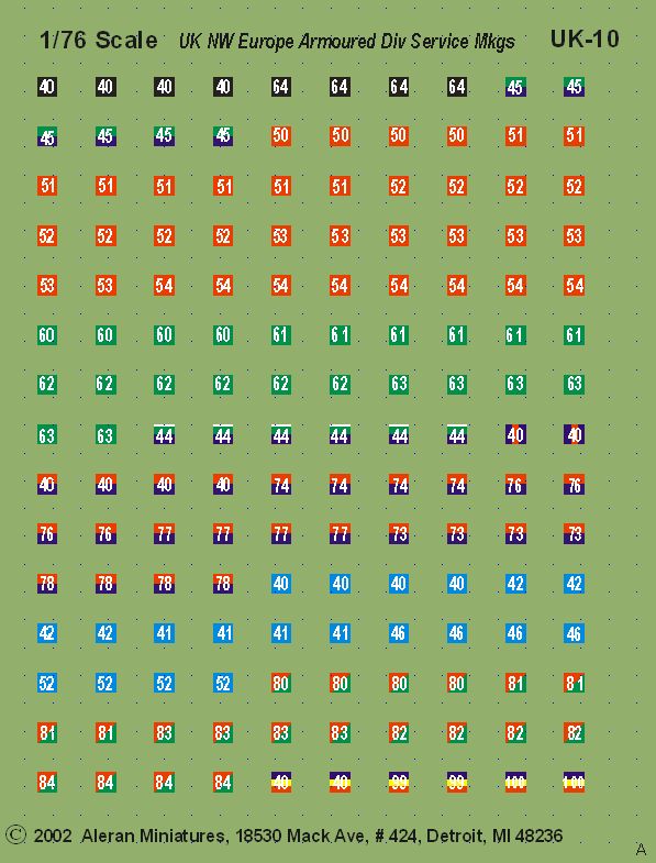 British Armoured Divisions Service Markings, Europe 1944-45