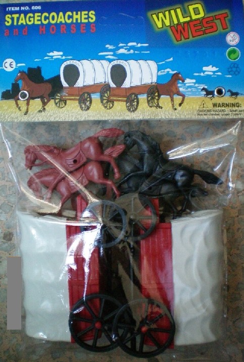Wild West Covered Wagons with 4 Horses Playset