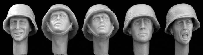German Heads with Helmets & Covers