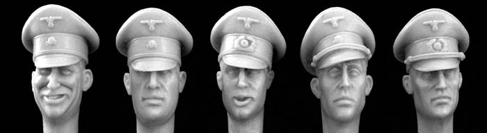 German Heads with Officer Formal Caps