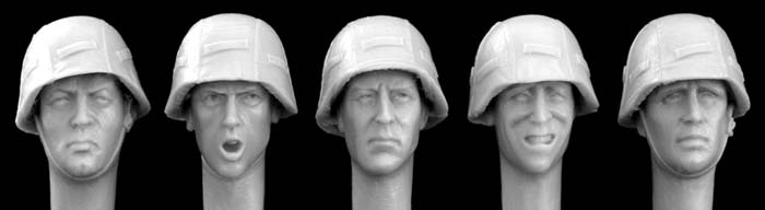 German Heads with Heer Camo Helmets
