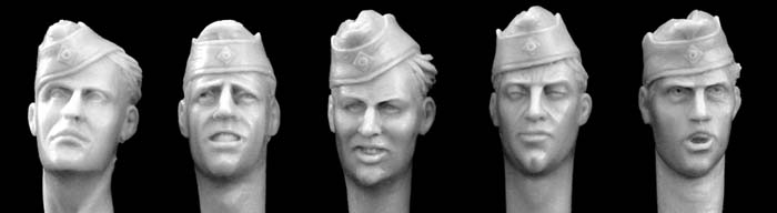 German Heads with Army Sidecaps