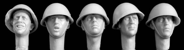 British Heads with Mk. III Tortoise Shape Steel Helmets