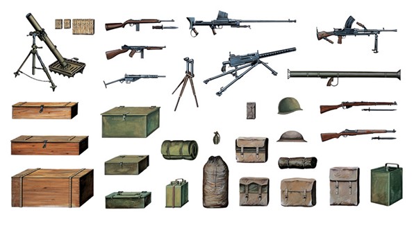 WWII Accessories (Guns, Crates, Bags, etc.)