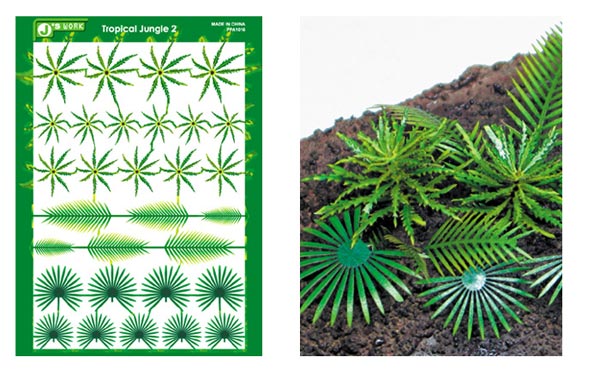Multi-Scale Tropical Jungle Fern & Palm Plants (Colored Paper)