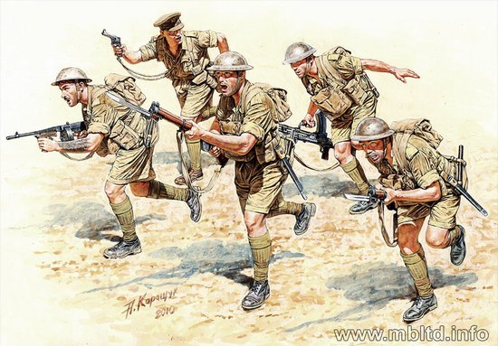 WWII British Infantry in Action, Battles in Northern Africa Series - 5 Figures Set