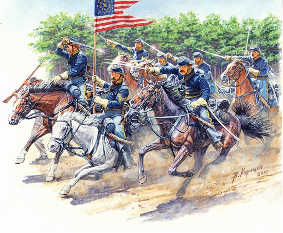 American Civil War 8th Pennsylvania Cavalry Regiment - 3 Horses and 3 Riders