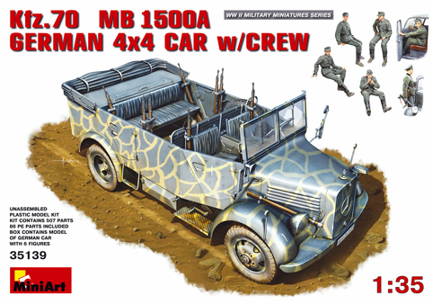 WWII German Kfz.70 (MB 1500A) German 4x4 car with crew