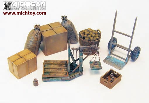 Diorama Accessories Scale, Cart, Bags & Boxes