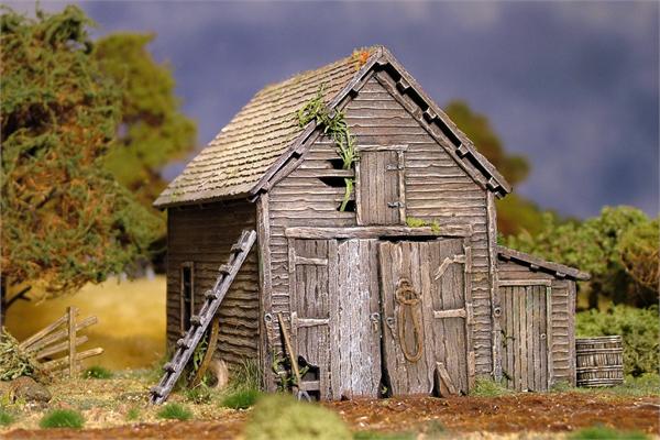 1/56th S... Renedra Wattle and Timber Outbuilding Plastic Scenery Terrain 28mm 