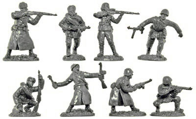 WWII Russian Infantry in Winter Uniforms in Gray