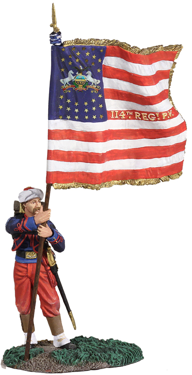 American Civil War: Union Infantry 114th Pennsylvania Zouaves Color Sergeant in Turban with Regimental Colors #1 - ONLY 1 AVAILABLE