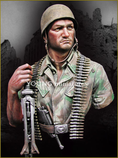 1/10 BUST Resin Figure Model Kit German Soldier Fallschirmjager WWII Unpainted 