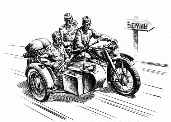 WWII Soviet Motorcycle with Sidecar M-72