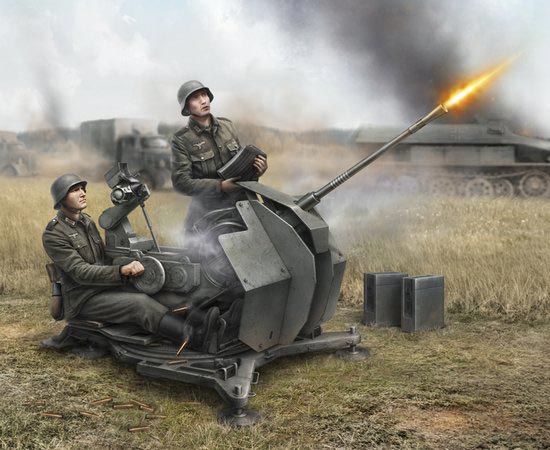 WWII German 2cm Flak 38 with Crew