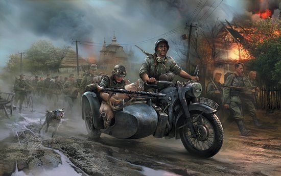 WWII German Motorcycle R-12 with Sidecar