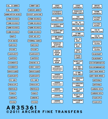 U.S. interior stowage labels