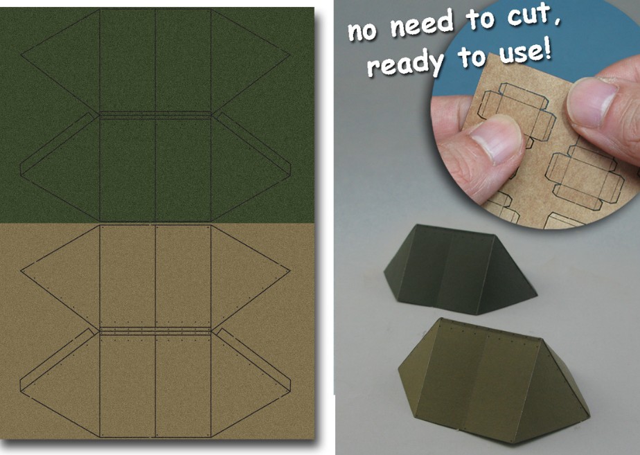 WWII US Army Shelter Tent 1 (Olive Green & Khaki) (Pre-cut Paper)