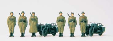 German Reich Motorcycle Crew at Attention & Motorcycle w/Sidecar