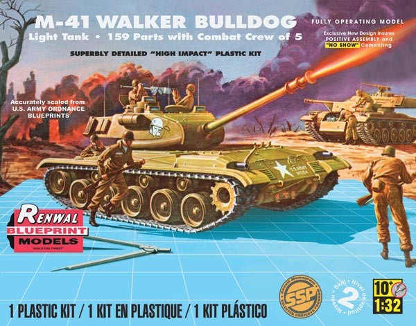Revell Renewal Blueprint Model: U.S. M41 Walker Bulldog Light Tank with 5 Crew