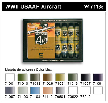 Vallejo WWII USAAF Model Air Paint Set (16 Colors)