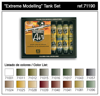 Vallejo Extreme Modelling Tank Model Air Paint Set (16 Colors)