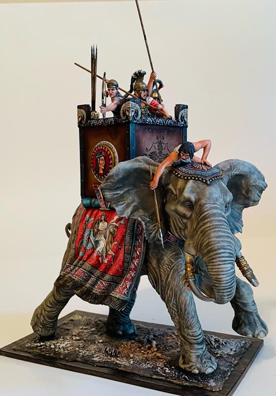 St. Petersburg Collection: Carthaginian War Elephant, w/ three Warriors in Howdah plus Elephant Handler  - MM-033