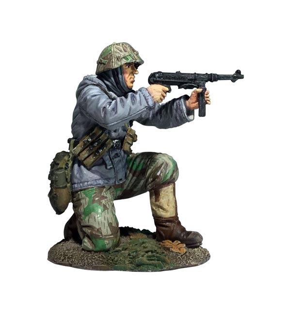 German Volksgrenadier Kneeling Firing MP-40 in Parka