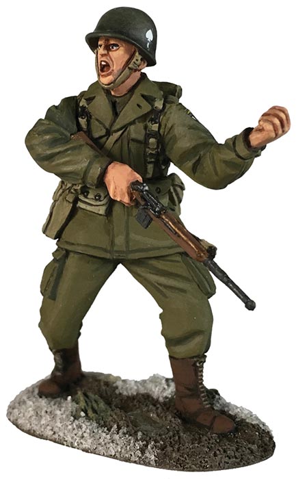 US 101st Airborne Officer in M-43 Jacket Directing Movement, Winter 1944-45
