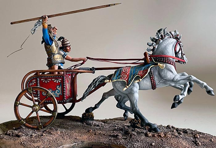Assyrian War Chariot w Driver and Warrior