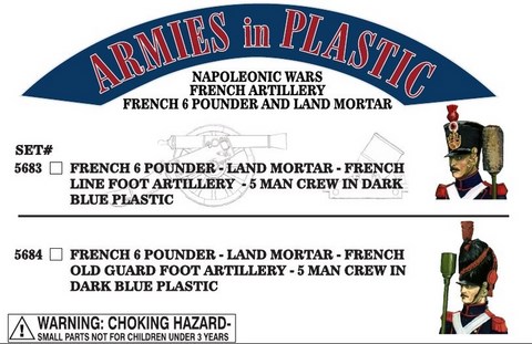 Napoleonic Wars, French 6 Pounder and Land Mortar - Set 1