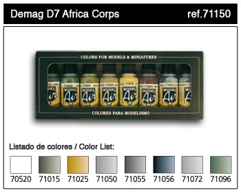 Bottle Demag D7 Africa Corps Model Air Paint Set (8 Colors)