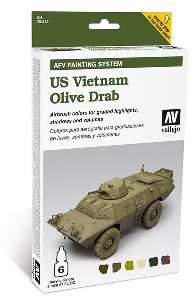 Vallejo AFV Armour Painting System: US Vietnam Olive Drab AFV Paint Set