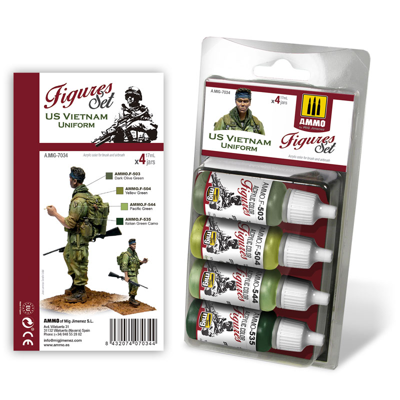 Acrylic Figures Paint Set: US Vietnam Uniforms