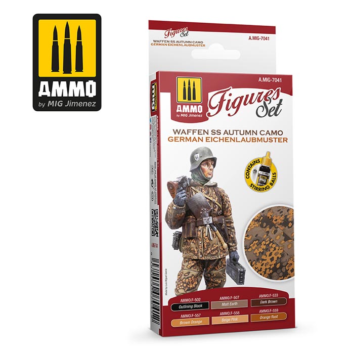 Acrylic Figures Paint Set: Waffen SS Autumn Camo. German Einchenlaubmuster