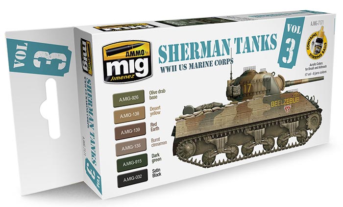 Acrylic Paint Set: WWII US Marine Corps Sherman Tanks 