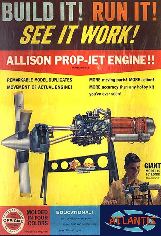 Allison 501-D13 Prop-Jet Engine w/Moving Parts & Stand