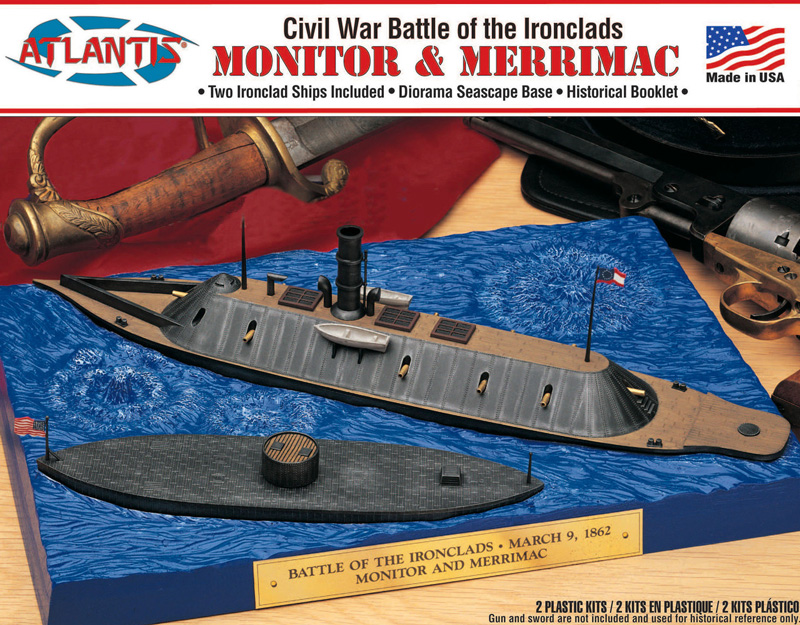 USS Monitor & Merrimack Civil War Ironclad Ships Set
