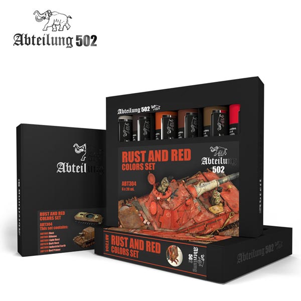502 Abteilung Modeling Oil Paint Set - Rust & Red Weathering Set (6 Colors)