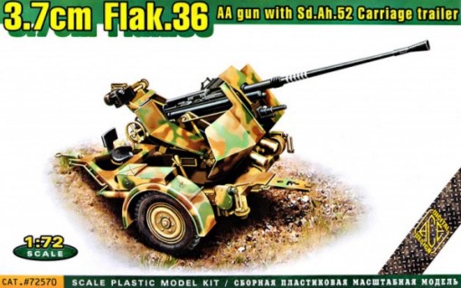 3.7cm Flak 36 AA Gun w/SdAh52 Carriage Trailer
