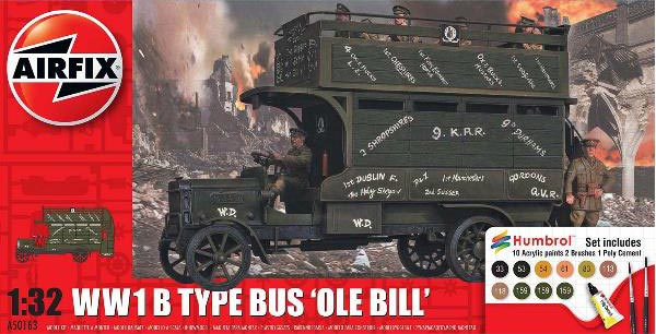 Airfix WWI B Type Old Bill Bus Gift Set w/paint & glue