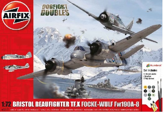 Bristol Beaufighter TF.X & Focke Wulf Fw190A8 Dogfight Doubles Gift Set w/paint & glue