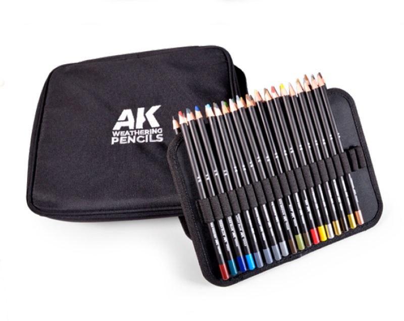 AK Interactive Weathering Pencils Full Range Cloth Case w/Zipper
