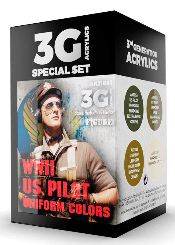 Figure Series WWII US Pilot Uniform Colors Colors 3rd Generation Acrylic Paint Set
