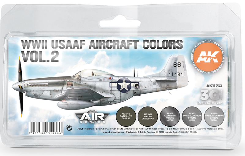 Air Series WWII USAAF Aircraft Colors Vol.2 3rd Generation Acrylic Paint Set