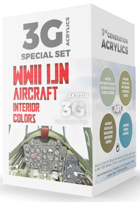 Air Series WWII IJN Aircraft Interior Colors 3rd Generation Acrylic Paint Set
