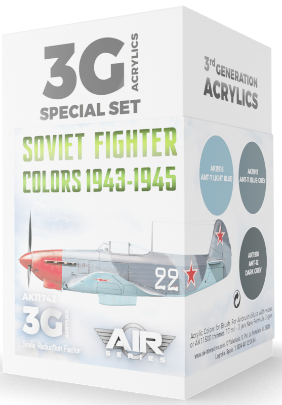 Air Series Soviet Fighter Colors 1943-1945 3rd Generation Acrylic Paint Set