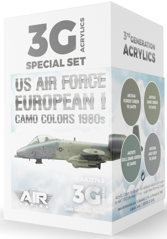Air Series US Air Force European I Camo Colors 1980S 3rd Generation Acrylic Paint Set