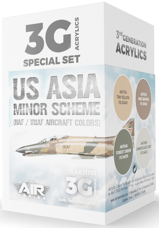 Air Series US Asia Minor Scheme (IIAF / IRIAF Aircraft Colors) 3rd Generation Acrylic Paint Set
