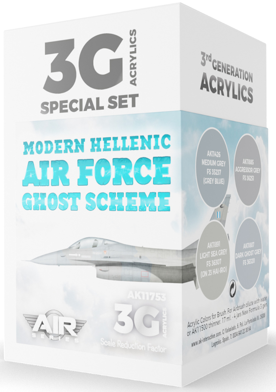 Air Series Modern Hellenic Air Force Ghost Scheme Colors 3rd Generation Acrylic Paint Set
